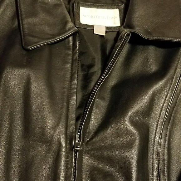 Worthington Size Large Black Leather Jacket - Picture 1 of 8